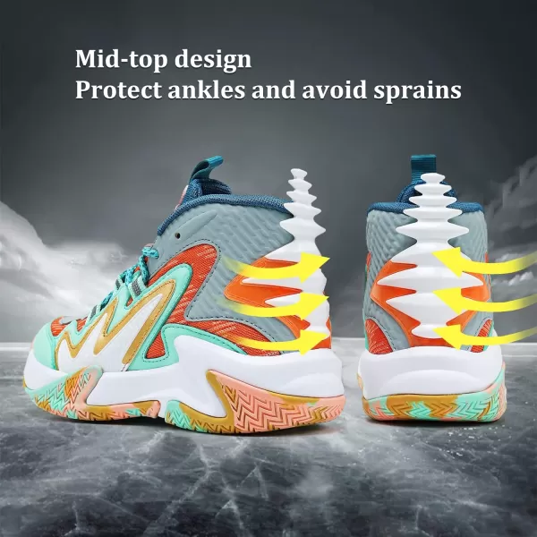 VITUOFLY Kids Basketball Shoes Boys Air Cushion Sneakers Girls Mid Top School Training Shoes Non-Slip Outdoor Sports Shoes Comfortable Boys Running Shoes Durable Little Kid/Big Kid