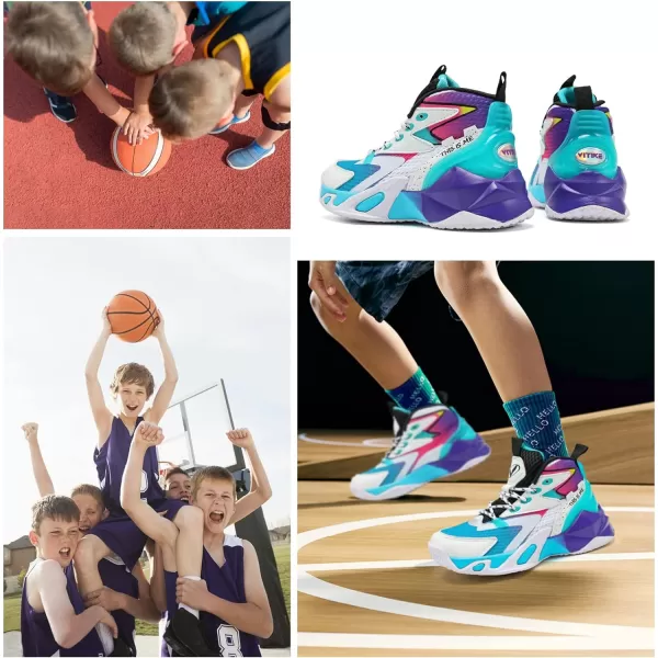 VITUOFLY Kids Basketball Shoes Boys Air Cushion Sneakers Girls Mid Top School Training Shoes Non-Slip Outdoor Sports Shoes Comfortable Boys Running Shoes Durable Little Kid/Big Kid