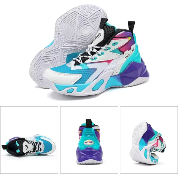 VITUOFLY Kids Basketball Shoes Boys Air Cushion Sneakers Girls Mid Top School Training Shoes Non-Slip Outdoor Sports Shoes Comfortable Boys Running Shoes Durable Little Kid/Big Kid