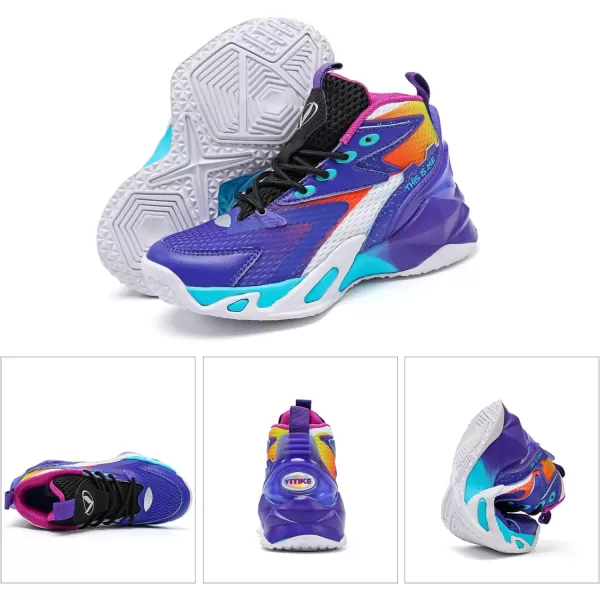 VITUOFLY Kids Basketball Shoes Boys Air Cushion Sneakers Girls Mid Top School Training Shoes Non-Slip Outdoor Sports Shoes Comfortable Boys Running Shoes Durable Little Kid/Big Kid