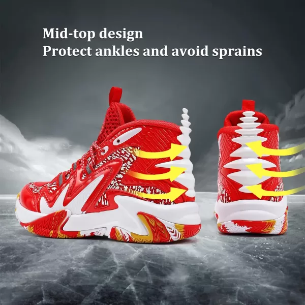 VITUOFLY Kids Basketball Shoes Boys Air Cushion Sneakers Girls Mid Top School Training Shoes Non-Slip Outdoor Sports Shoes Comfortable Boys Running Shoes Durable Little Kid/Big Kid