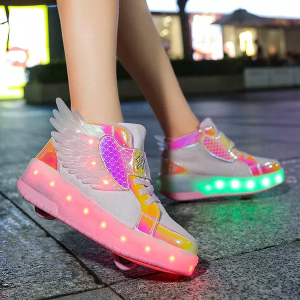 Nsasy Kids Roller Shoes Boy Girl Sneakers with Wheels Become Sport Sneaker with Led for Christmas Birthday Children Show Gift