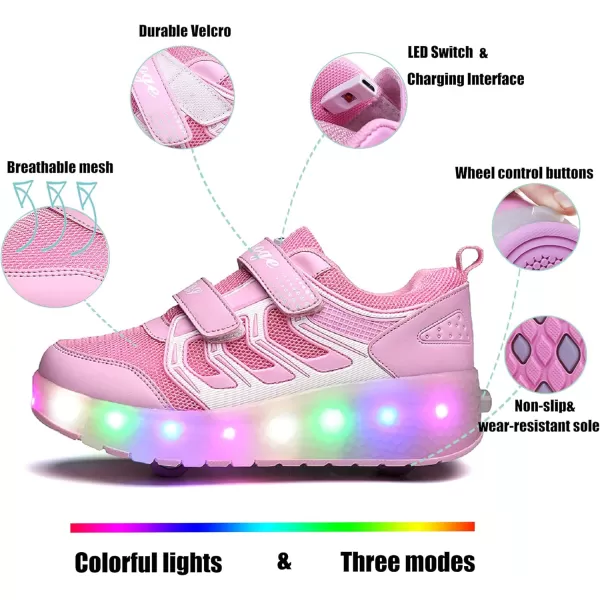 Nsasy Kids Roller Shoes Boy Girl Sneakers with Wheels Become Sport Sneaker with Led for Christmas Birthday Children Show Gift