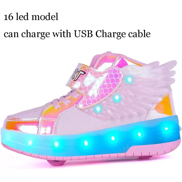 Nsasy Kids Roller Shoes Boy Girl Sneakers with Wheels Become Sport Sneaker with Led for Christmas Birthday Children Show Gift