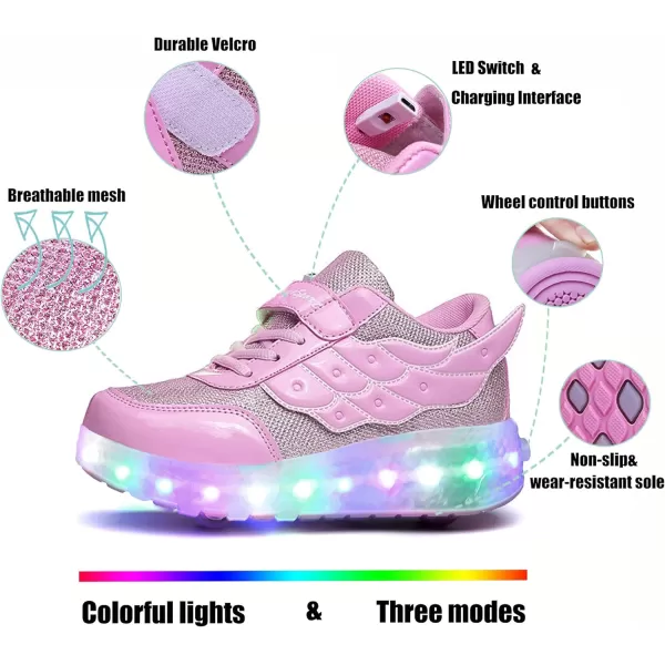Nsasy Kids Roller Shoes Boy Girl Sneakers with Wheels Become Sport Sneaker with Led for Christmas Birthday Children Show Gift