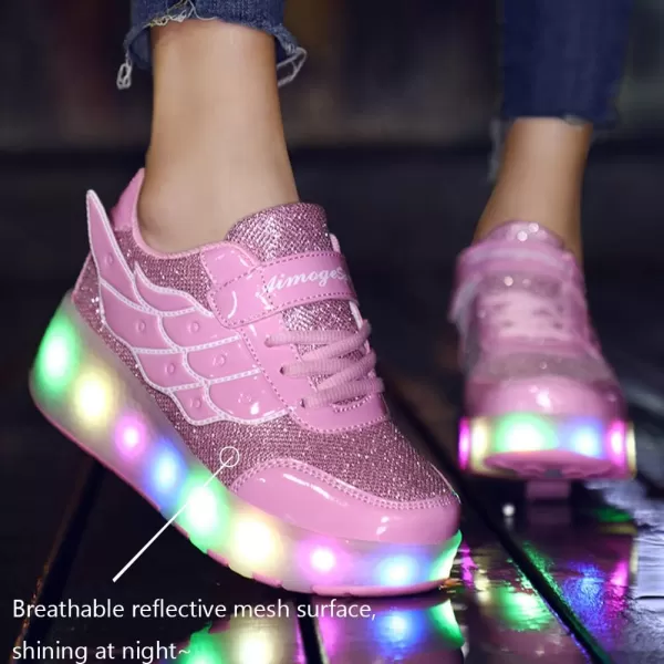 Nsasy Kids Roller Shoes Boy Girl Sneakers with Wheels Become Sport Sneaker with Led for Christmas Birthday Children Show Gift