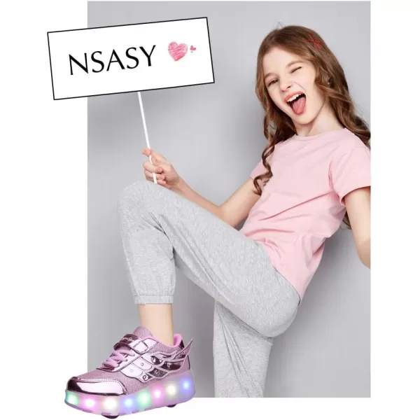 Nsasy Kids Roller Shoes Boy Girl Sneakers with Wheels Become Sport Sneaker with Led for Christmas Birthday Children Show Gift