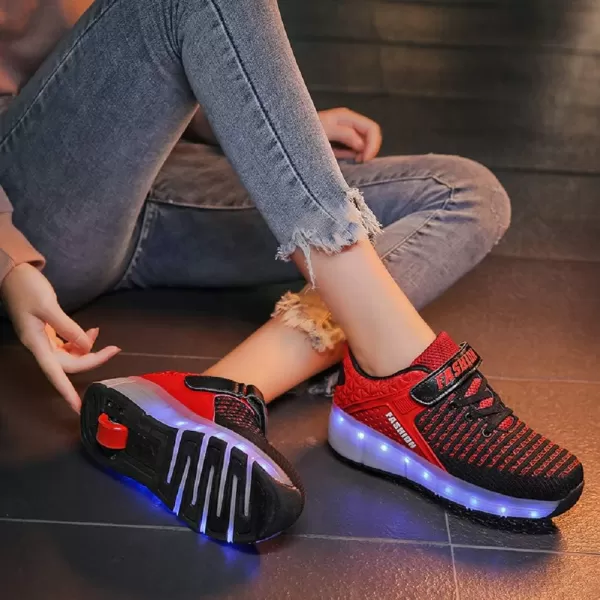 Nsasy Kids Roller Shoes Boy Girl Sneakers with Wheels Become Sport Sneaker with Led for Christmas Birthday Children Show Gift
