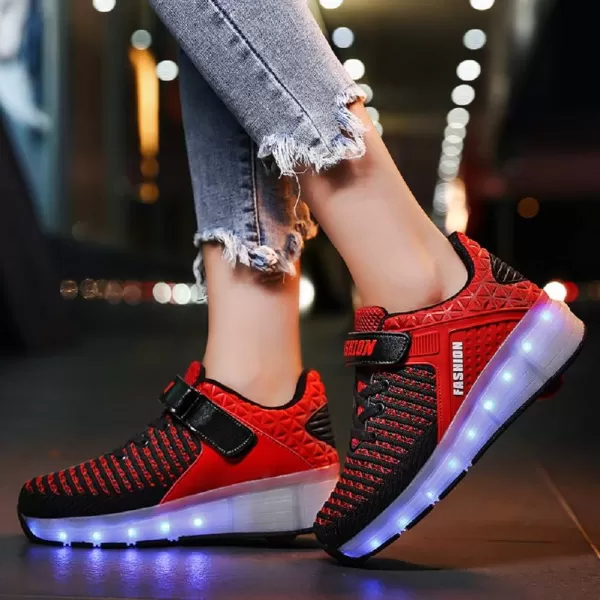 Nsasy Kids Roller Shoes Boy Girl Sneakers with Wheels Become Sport Sneaker with Led for Christmas Birthday Children Show Gift