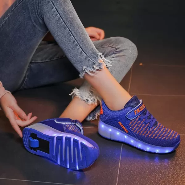 Nsasy Kids Roller Shoes Boy Girl Sneakers with Wheels Become Sport Sneaker with Led for Christmas Birthday Children Show Gift