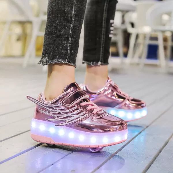 Nsasy Kids Roller Shoes Boy Girl Sneakers with Wheels Become Sport Sneaker with Led for Christmas Birthday Children Show Gift