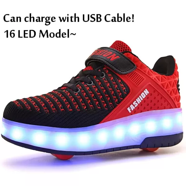 Nsasy Kids Roller Shoes Boy Girl Sneakers with Wheels Become Sport Sneaker with Led for Christmas Birthday Children Show Gift