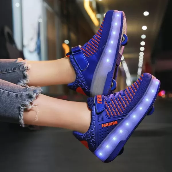 Nsasy Kids Roller Shoes Boy Girl Sneakers with Wheels Become Sport Sneaker with Led for Christmas Birthday Children Show Gift