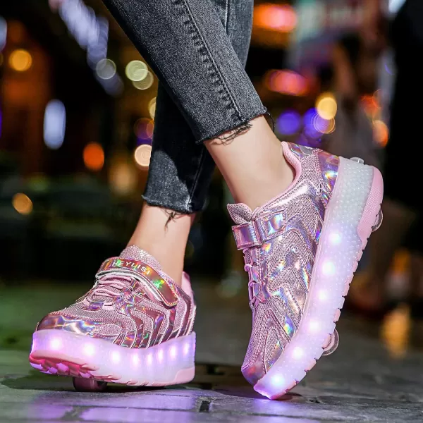 Nsasy Kids Roller Shoes Boy Girl Sneakers with Wheels Become Sport Sneaker with Led for Christmas Birthday Children Show Gift