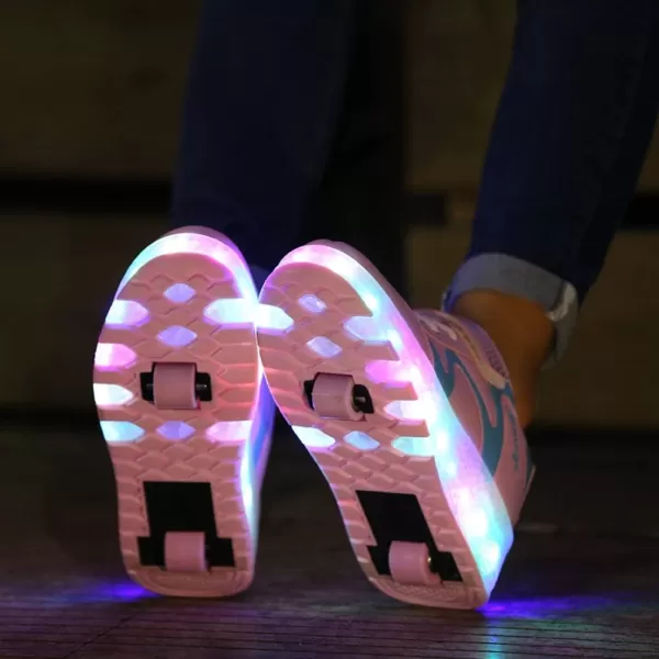 Nsasy Kids Roller Shoes Boy Girl Sneakers with Wheels Become Sport Sneaker with Led for Christmas Birthday Children Show Gift