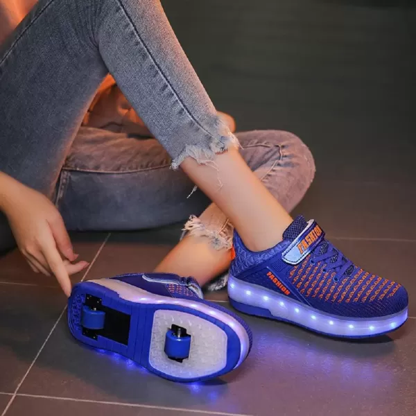 Nsasy Kids Roller Shoes Boy Girl Sneakers with Wheels Become Sport Sneaker with Led for Christmas Birthday Children Show Gift