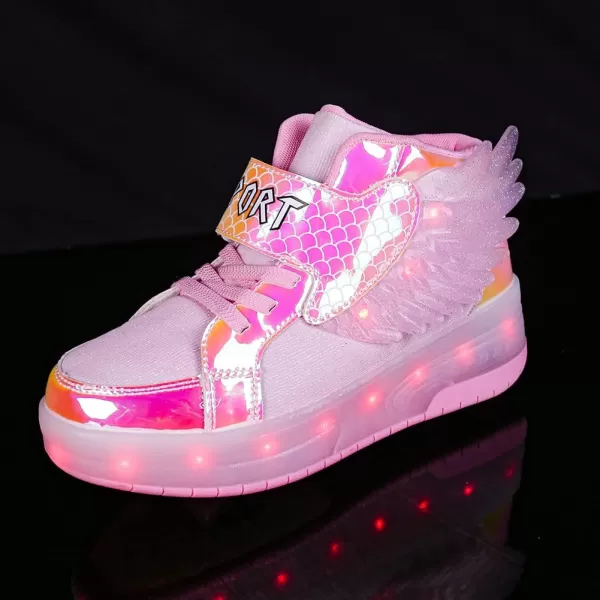 Nsasy Kids Roller Shoes Boy Girl Sneakers with Wheels Become Sport Sneaker with Led for Christmas Birthday Children Show Gift