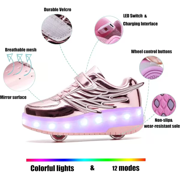 Nsasy Kids Roller Shoes Boy Girl Sneakers with Wheels Become Sport Sneaker with Led for Christmas Birthday Children Show Gift