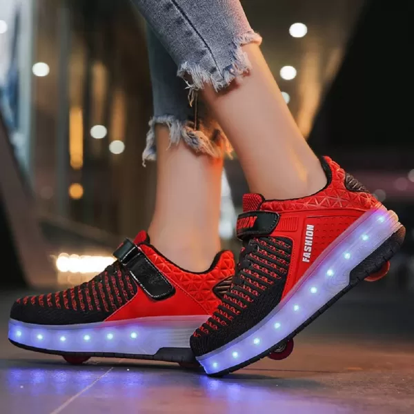 Nsasy Kids Roller Shoes Boy Girl Sneakers with Wheels Become Sport Sneaker with Led for Christmas Birthday Children Show Gift