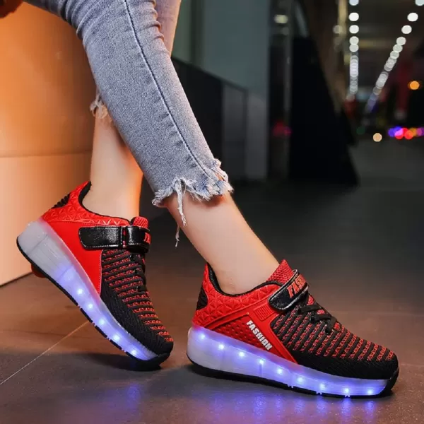 Nsasy Kids Roller Shoes Boy Girl Sneakers with Wheels Become Sport Sneaker with Led for Christmas Birthday Children Show Gift