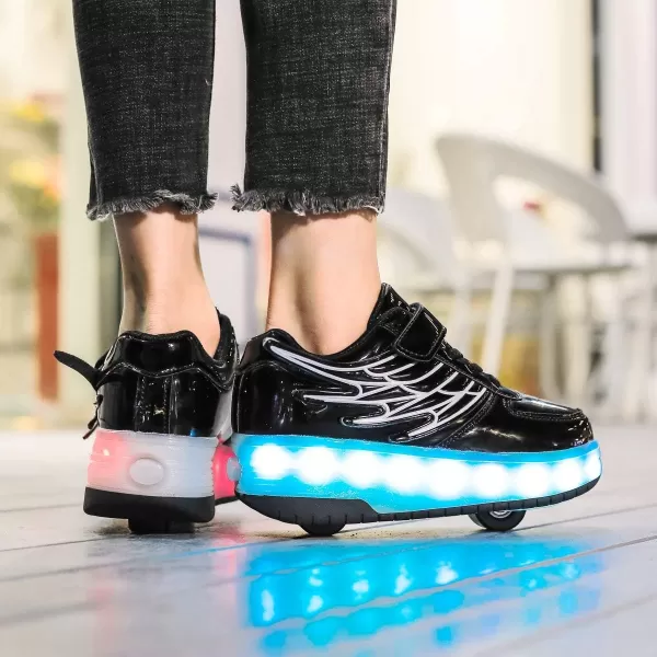 Nsasy Kids Roller Shoes Boy Girl Sneakers with Wheels Become Sport Sneaker with Led for Christmas Birthday Children Show Gift
