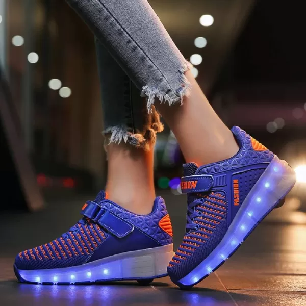 Nsasy Kids Roller Shoes Boy Girl Sneakers with Wheels Become Sport Sneaker with Led for Christmas Birthday Children Show Gift