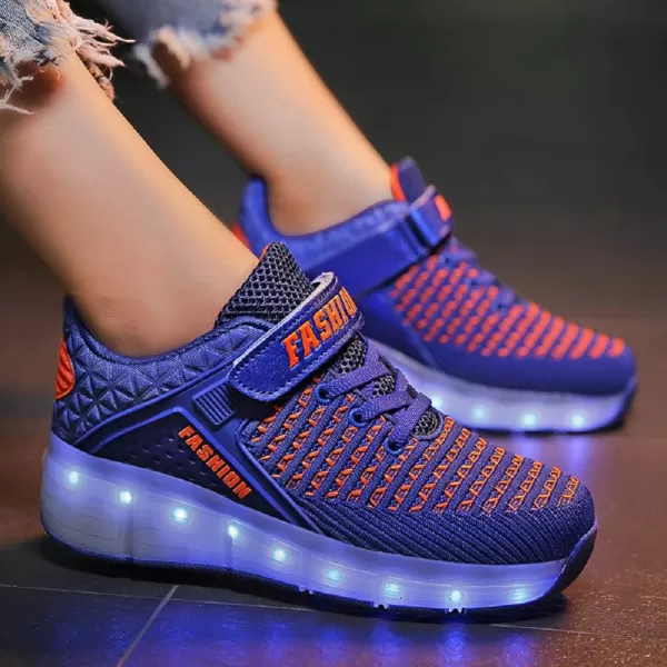 Nsasy Kids Roller Shoes Boy Girl Sneakers with Wheels Become Sport Sneaker with Led for Christmas Birthday Children Show Gift