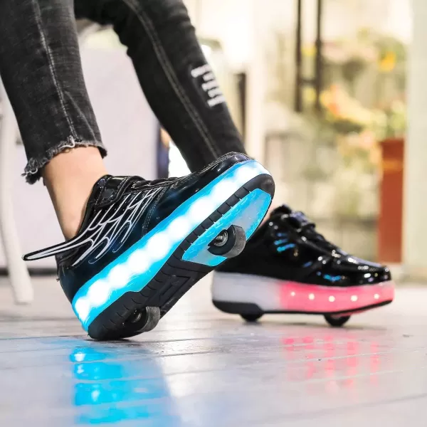 Nsasy Kids Roller Shoes Boy Girl Sneakers with Wheels Become Sport Sneaker with Led for Christmas Birthday Children Show Gift