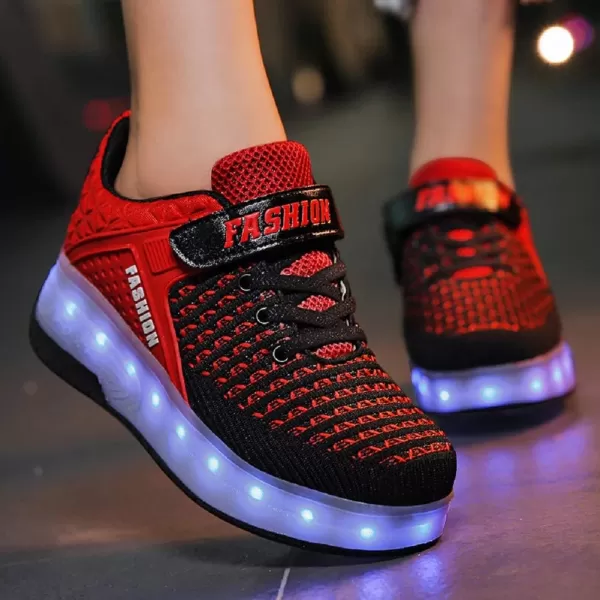 Nsasy Kids Roller Shoes Boy Girl Sneakers with Wheels Become Sport Sneaker with Led for Christmas Birthday Children Show Gift