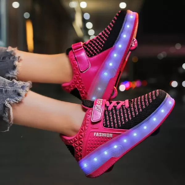 Nsasy Kids Roller Shoes Boy Girl Sneakers with Wheels Become Sport Sneaker with Led for Christmas Birthday Children Show Gift