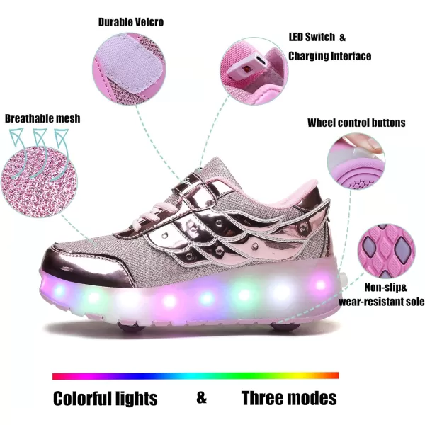 Nsasy Kids Roller Shoes Boy Girl Sneakers with Wheels Become Sport Sneaker with Led for Christmas Birthday Children Show Gift