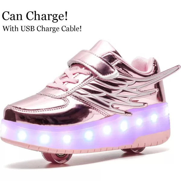 Nsasy Kids Roller Shoes Boy Girl Sneakers with Wheels Become Sport Sneaker with Led for Christmas Birthday Children Show Gift