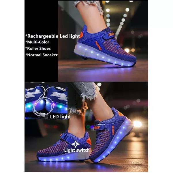Nsasy Kids Roller Shoes Boy Girl Sneakers with Wheels Become Sport Sneaker with Led for Christmas Birthday Children Show Gift