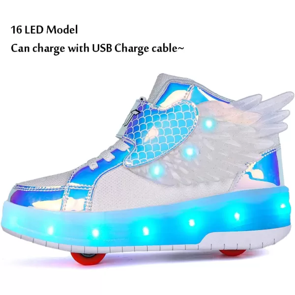 Nsasy Kids Roller Shoes Boy Girl Sneakers with Wheels Become Sport Sneaker with Led for Christmas Birthday Children Show Gift