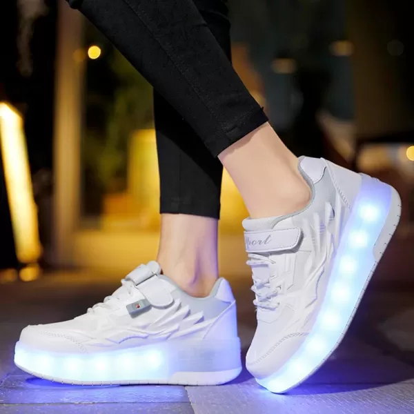 Nsasy Roller Shoes Girls Boys Wheel Shoes Kids Roller Skates Shoes LED Light Up Wheel Shoes for Kids for Children