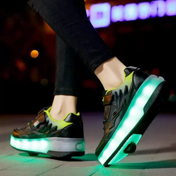 Nsasy Roller Shoes Girls Boys Wheel Shoes Kids Roller Skates Shoes LED Light Up Wheel Shoes for Kids for Children