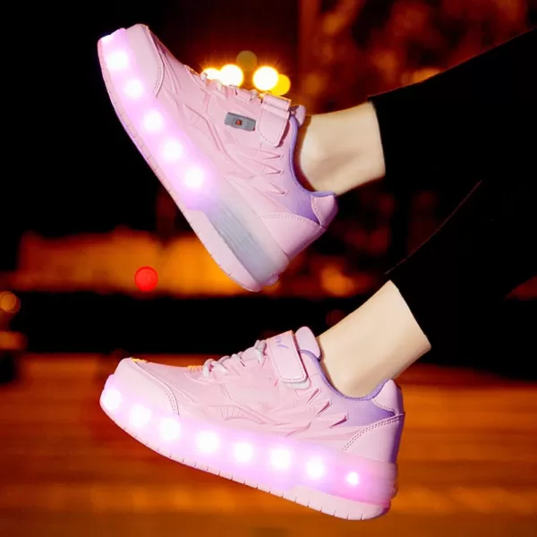 Nsasy Roller Shoes Girls Boys Wheel Shoes Kids Roller Skates Shoes LED Light Up Wheel Shoes for Kids for Children