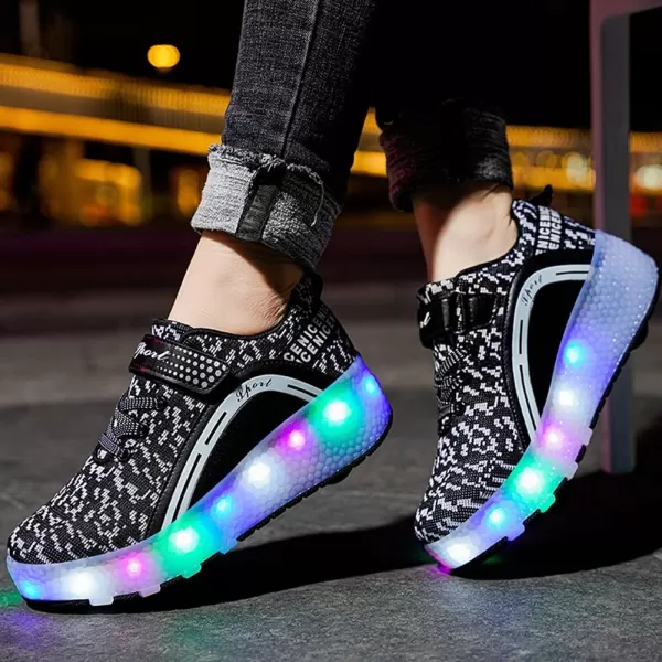 Nsasy Roller Shoes Girls Boys Wheel Shoes Kids Roller Skates Shoes LED Light Up Wheel Shoes for Kids for Children