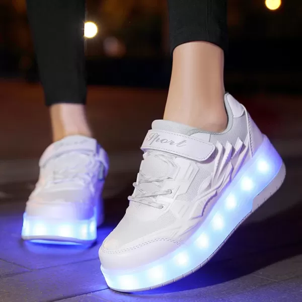 Nsasy Roller Shoes Girls Boys Wheel Shoes Kids Roller Skates Shoes LED Light Up Wheel Shoes for Kids for Children