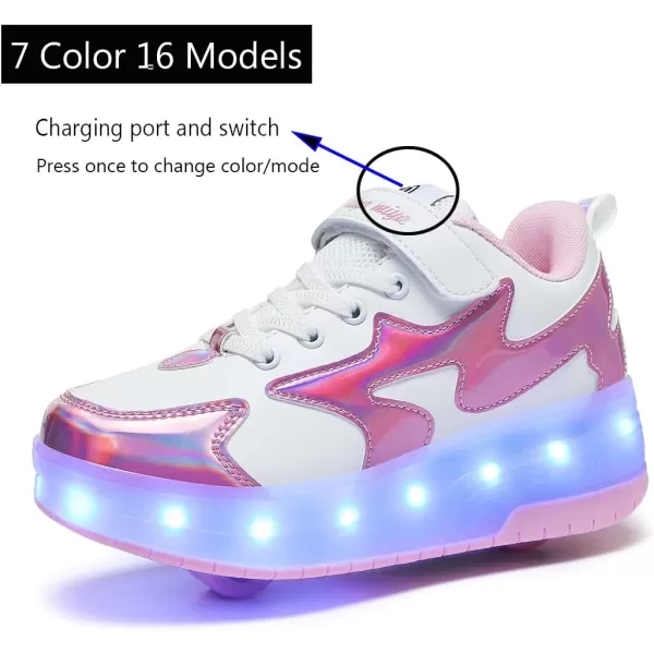 Nsasy Roller Shoes Girls Boys Wheel Shoes Kids Roller Skates Shoes LED Light Up Wheel Shoes for Kids for Children
