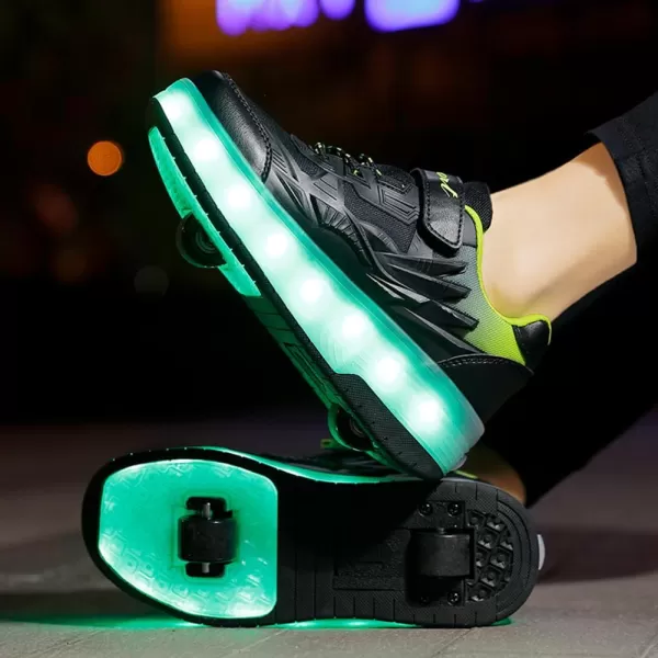 Nsasy Roller Shoes Girls Boys Wheel Shoes Kids Roller Skates Shoes LED Light Up Wheel Shoes for Kids for Children