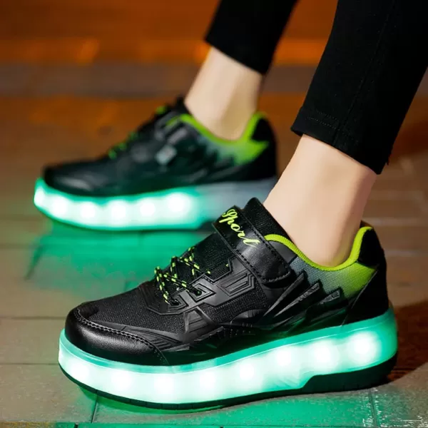 Nsasy Roller Shoes Girls Boys Wheel Shoes Kids Roller Skates Shoes LED Light Up Wheel Shoes for Kids for Children