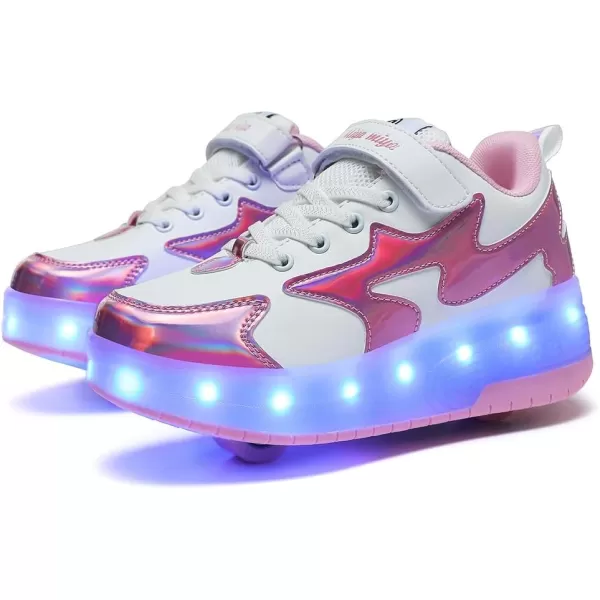 Nsasy Roller Shoes Girls Boys Wheel Shoes Kids Roller Skates Shoes LED Light Up Wheel Shoes for Kids for Children