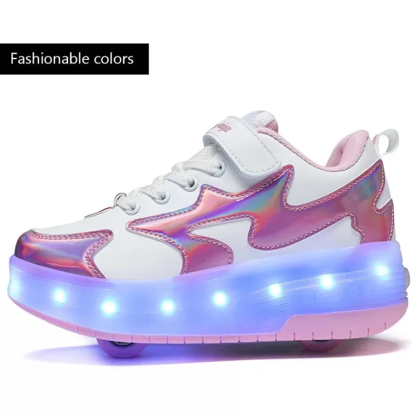 Nsasy Roller Shoes Girls Boys Wheel Shoes Kids Roller Skates Shoes LED Light Up Wheel Shoes for Kids for Children