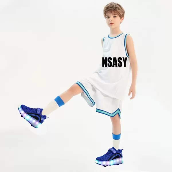 Nsasy Roller Shoes Girls Boys Wheel Shoes Kids Roller Skates Shoes LED Light Up Wheel Shoes for Kids for Children