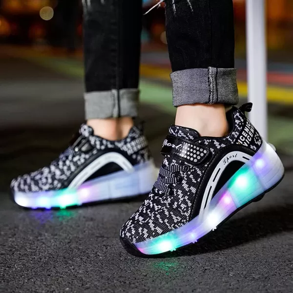Nsasy Roller Shoes Girls Boys Wheel Shoes Kids Roller Skates Shoes LED Light Up Wheel Shoes for Kids for Children