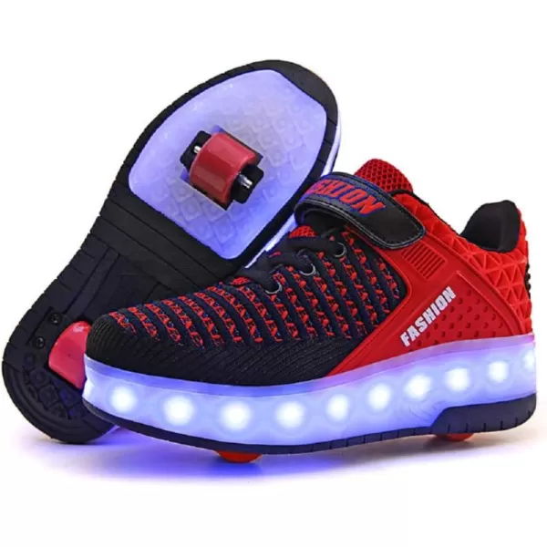 Nsasy Kids Roller Shoes Boy Girl Sneakers with Wheels Become Sport Sneaker with Led for Christmas Birthday Children Show Gift