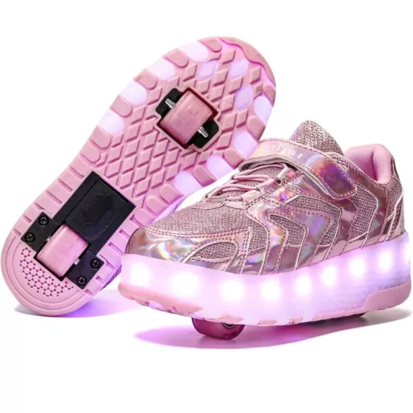 Nsasy Kids Roller Shoes Boy Girl Sneakers with Wheels Become Sport Sneaker with Led for Christmas Birthday Children Show Gift