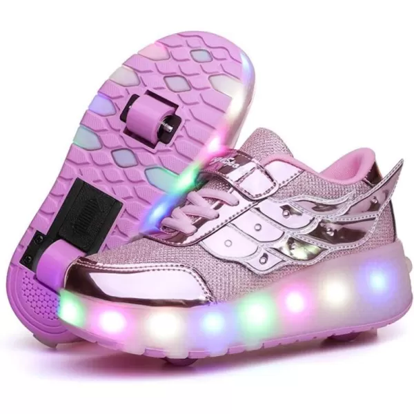 Nsasy Kids Roller Shoes Boy Girl Sneakers with Wheels Become Sport Sneaker with Led for Christmas Birthday Children Show Gift