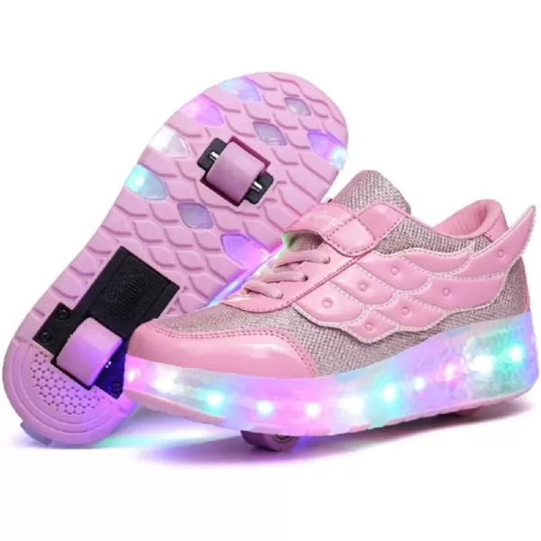 Nsasy Kids Roller Shoes Boy Girl Sneakers with Wheels Become Sport Sneaker with Led for Christmas Birthday Children Show Gift